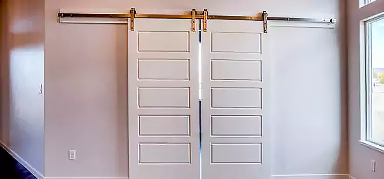 Glass Barn Door with Installation Hardware Kit Brownwood